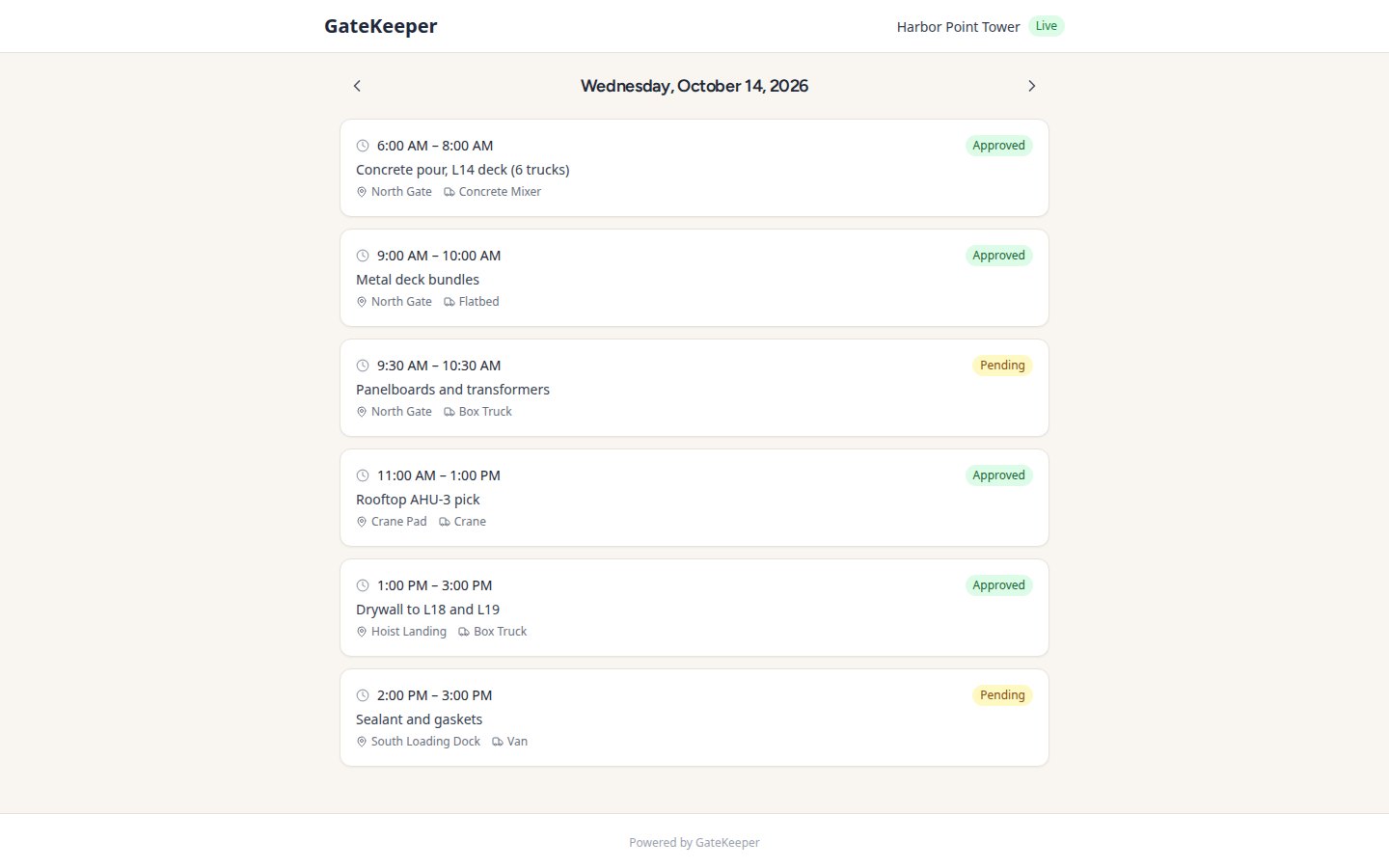 PDF export of daily delivery schedule